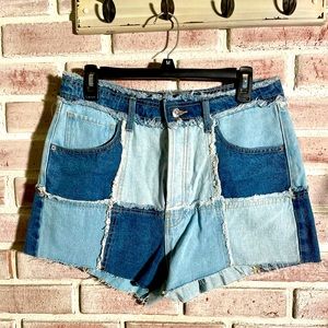 Wild Fable high rise cut off patchwork denim shorts. Size 10